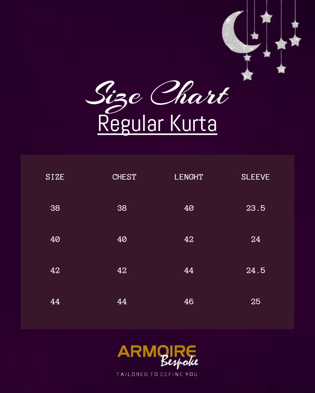Kurta size chart